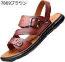 レザーサンダル メンズ 三連ストラップ ビジネスサンダル スリッパ 2way ファションサンダル 本革 カジュアル 紳士 夏用 通気 柔らかい ゴムソール 大き...