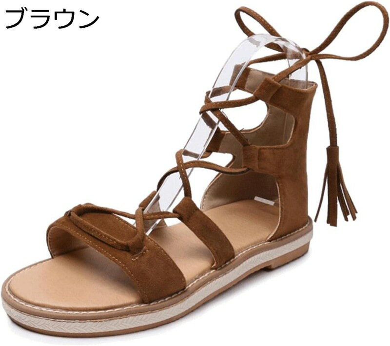 ビーチサンダル レディース グラディエーター おしゃれ フラットサンダル 編み上げ レースアップ エレガント 可愛い ファッション 低反発 歩きやすい 滑り止め 軽量 疲れない ブラック 海辺 外出 デイリー 夏