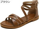 グラディエーターサンダル レディース おしゃれ フラット バックファスナー クロスストラップ バックル 夏 エレガンス 歩きやすい 滑りにくい 耐磨耗性 軽量 疲れない ブラック 休暇 通勤 デート 海辺 リゾート 日常