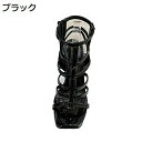 グラディエーター サンダル レディース メタリック スクエアトゥ ピンヒール 11CMヒール ハイヒール サイドジップ ローマ風 春夏秋 透かし彫り ハイカット キャットウォーク ファッション