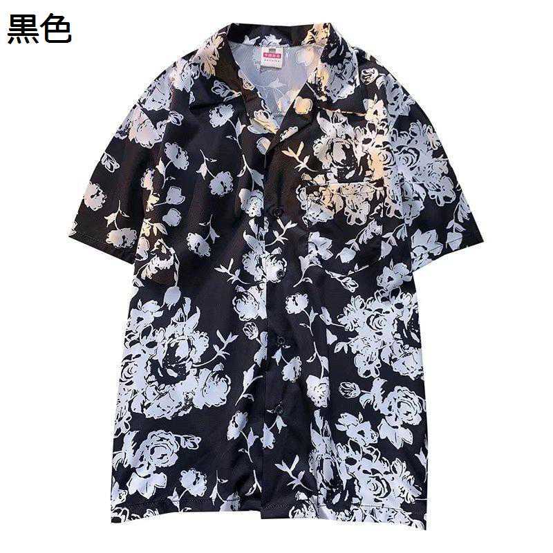 メンズ アロハシャツ 春夏 ビーチシャツ 半袖 襟付き バラ ボタンダウン 総柄シャツ ゆったり 吸汗透湿 uvカット 薄い 軽い 派手 カジュアル ビーチ アウトドア スポーツ オーバーサイズ