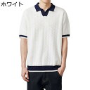 メンズ Tシャツ ニット ポロシャツ Vネック 切り替え 半袖 サマーセーター カットソー ゴルフシャツ 春夏秋 プルオーバー 通気 ボタンダウン オーバーサイ...