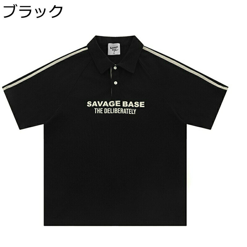 メンズ Tシャツ アルファベット ポロシャツ パッチワーク 半袖 ゴルフウェア 襟付き 春夏 通気性 ボタンダウン ビッグシルエット ビッグシルエット Tシャツ ヴィンテージ ストリート ユニセックス 卓球 スポーツ