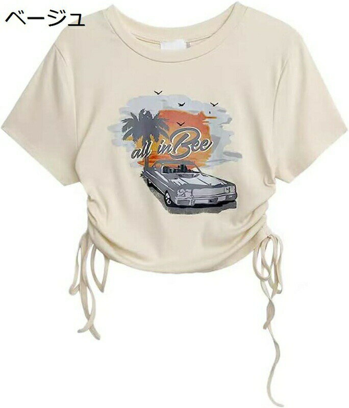 レディース 半袖 Tシャツ 短いTシャツ ショート丈Tシャツ トップス カットソー 夏服 半袖 へそ出し ファッション カジュアル セクシー ショート丈 可愛い 日常着 快適のサムネイル
