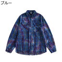 シャツジャケット チェックシャツ 格子 ダメージ加工 メンズ シャツ ジャケット 胸ポケット付き 長袖 折り襟 ボタン付き サイドポケット 柔らかい 上着 男性...