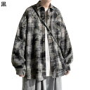 チェックシャツ メンズ 格子 ぼかし染 絞り染め シャツ 胸ポケット付き シャツジャケット トップス 長袖 折り襟 もっちり 春夏秋冬 耐洗 日常着用 普段用 男性用 お洒落 潮流 キレイめ(4)