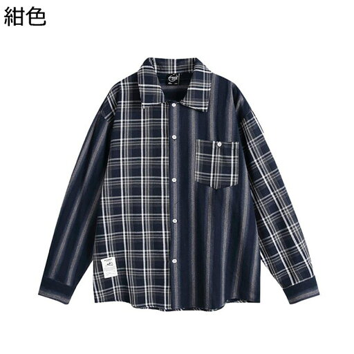 シャツ ジャケット メンズ チェック 格子 ストライプ 胸ポケット付き シャツジャケット 長袖 折り襟 アウター 短め 着痩せ ポケット やわらか 通学 日常 春夏秋冬 男性 トレンド オシャレ 簡約