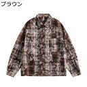 シャツジャケット メンズ シャツ チェックシャツ 格子 ダメージ加工 ぼかし染 アメカジ ジャケット 長袖 折り襟 ヴィンテージ ボタン付き ポケット やわらか 男性用 日常 普段用 アウトドア