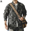 シャツジャケット シャツ アメカジ メンズ チェックシャツ 格子 ジャカード 大きいサイズ トップス ヴィンテージ ファッション 長袖 折り襟 柔軟 春夏秋冬 ...