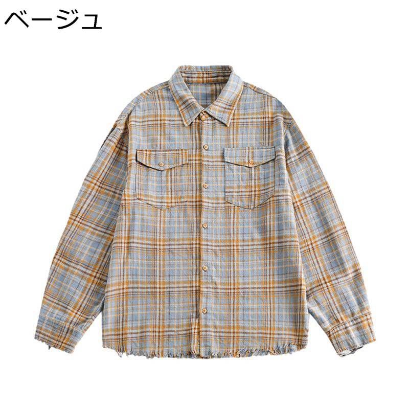 シャツ ジャケット メンズ ダメージ加工 胸ポケット付き シャツジャケット 長袖 折り襟 春夏秋冬用 トップス 両サイドポケット ボタン付き 男性用 柔らかい 軽便 カッコイイ ファッション 散歩