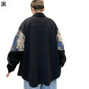 シャツ メンズ ジャケット ジャカード 大きいサイズ スプライス パッチワーク 切り替え シャツジャケット 長袖 折り襟 上着 やわらか 通学 日常 春夏秋冬 ...