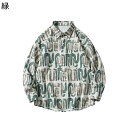 シャツ シャツジャケット メンズ アルファベット 胸ポケット付き アメカジ 短め 長袖 折り襟 春夏秋冬 アウター 男性用 通勤 通学 ボタン付き デイリー フ...