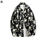 シャツジャケット 花柄シャツ メンズ 花柄 花 総柄 プリント 大きいサイズ 上着 短め 長袖 折り襟 やわらか 春夏秋冬用 お洒落 耐久 デイリー 通勤 日常...