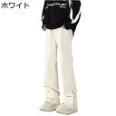 デニムパンツ ジーンズ メンズ ゆったり サイドジッパー付き ストレートパンツ Gパン 長ズボン 普段着 ウオーキング 散? 日常 旅行 カジュアル 細見え 着痩せ ラッパズボン カーゴパンツ(4)