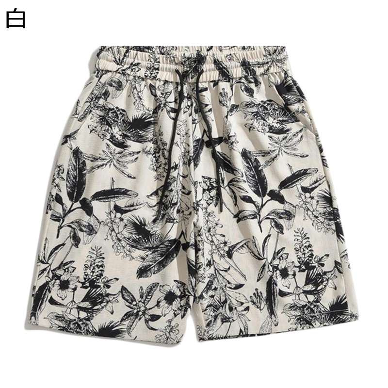 リネンショーツ メンズ 5分丈 海水パンツ ボタニカルプリント 海パン スイムショーツ スイムウェア 半ズボン ヒモ仕様 チノパン ゴルフパンツ 涼しい 夏服 吸汗 軽快 短め 男性用 プール