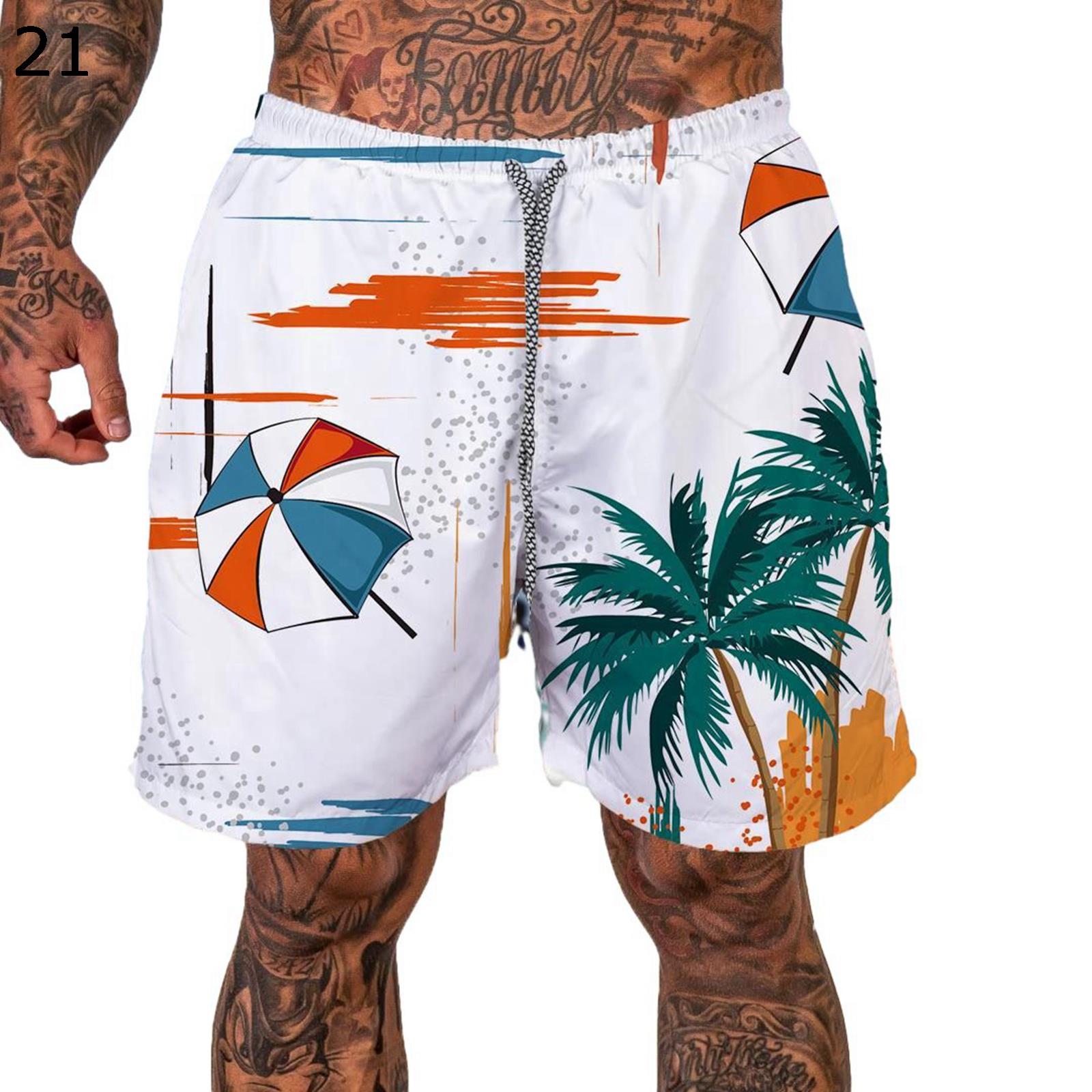 水着 ビーチパンツ ハワイ風 ハーフパンツ メンズ 3D ボタニカルプリント 短パン ビーチ プール 海水パ..