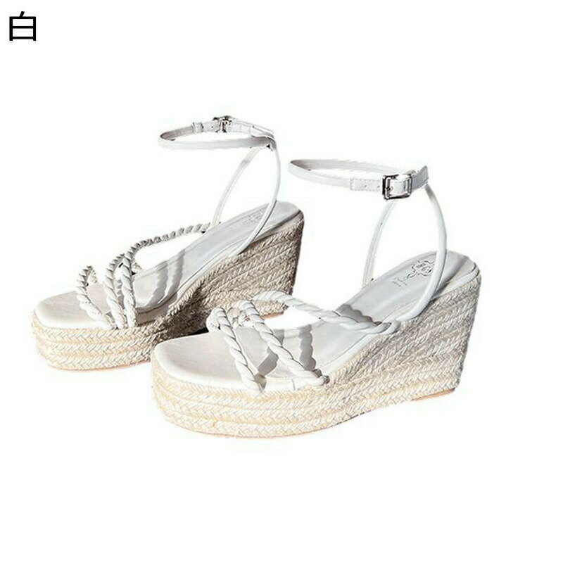 ウェッジサンダル レディース ツイストストラップ ジュートサンダル 9cm厚底 身長アップ ファッションサンダル 女性らしい 滑り止め 履き心地 春夏秋靴 軽くて疲れにくい 外出 デート 海