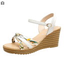 レディースサンダル ウェッジサンダル ストライプサンダル 厚底サンダル 6.5cm 身長アップ 花柄 クロス セパレート 春夏靴 滑り止め エレガント 歩きやすい 同窓会 発表会 ファッション