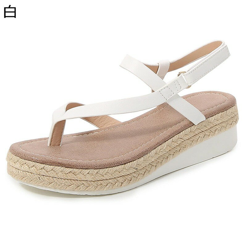 トングサンダル レディース ビーチサンダル ウェッジソール 厚底 ストライプサンダル 鼻緒付きサンダル 美脚 ファッションサンダル カジュアル 防滑 歩きやすい 春夏秋靴 海辺 トラベル