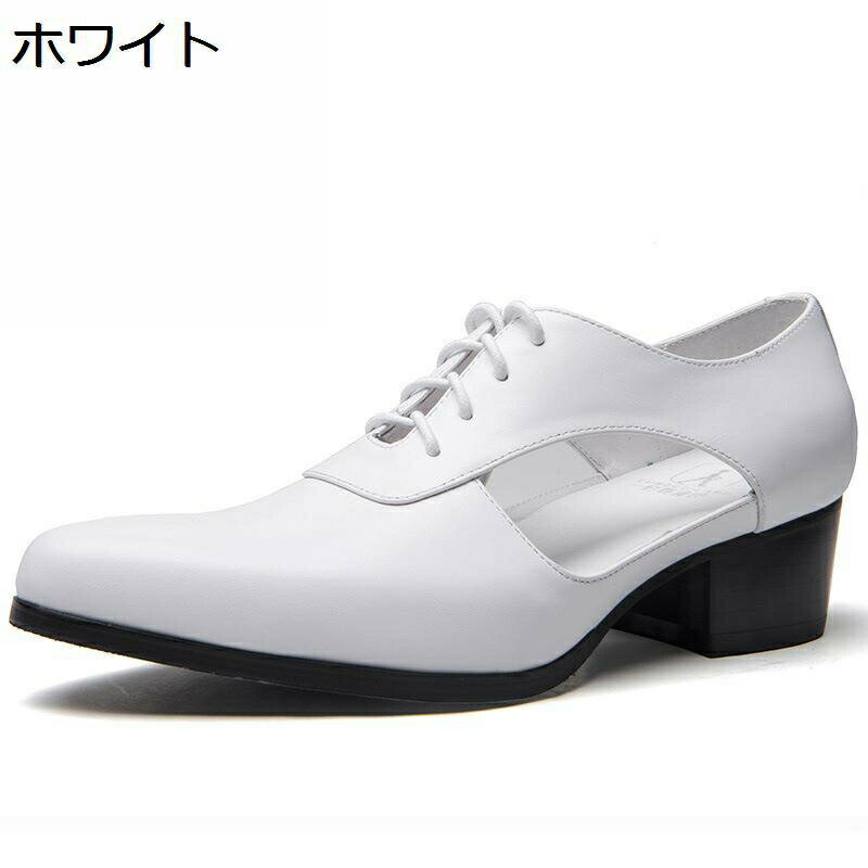 ビジネスサンダル メンズ 本革 切り替え 身長アップ5cm メッシュ ヒールアップ 外羽根 ポインテッドトゥ パンチング グラディエーターサンダル オフィスサンダル フォーマルシューズ 紐靴 通気 紳士用 冠婚葬祭