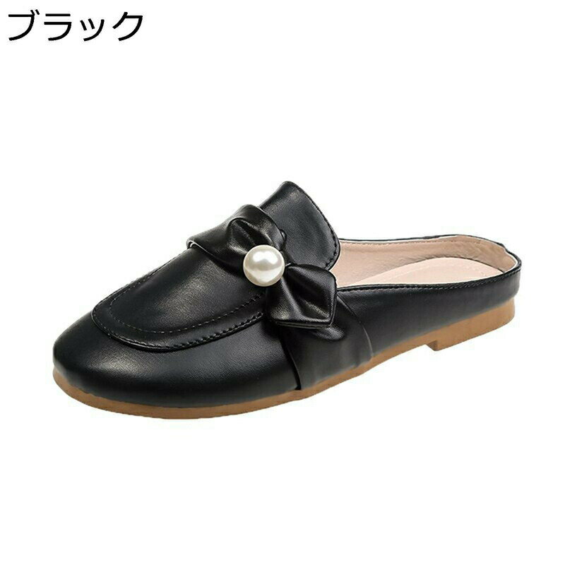 ミュール レディース かかとなしパンプス ビーチサンダル カジュアル ラウンドトゥ 素足 歩きやすい 夏用 ローヒール 通気性 軽量 滑り止め スリッパ 外履き 婦人靴