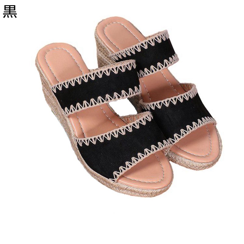 ウェッジミュール サンダル レディース ジュートサンダル 麻 スリッパ サボ 8cm オープントウ ハイヒール ウェッジソール かわいい オシャレ エレガント 森ガール 姫系 シンプル 夏