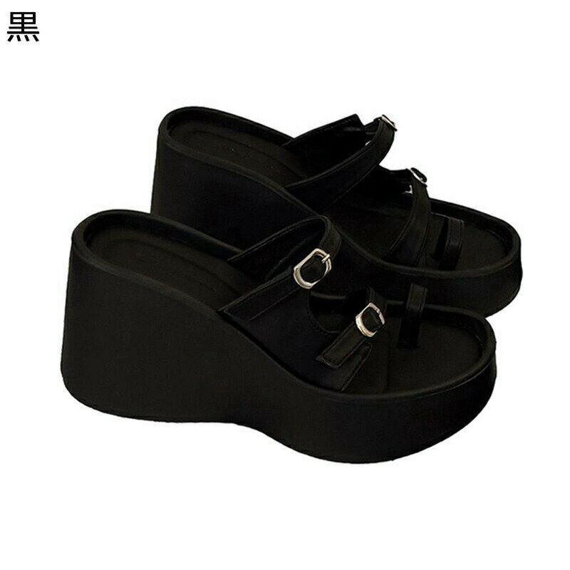 ミュールサンダル レディース 甲ストラップ 親指トング スリッパ サボ ウェッジソール 厚底 ハイヒール 身長アップ 外出スリッパ 歩きやすい 可愛い 普段使い 女性用 足細 おしゃれ 夏