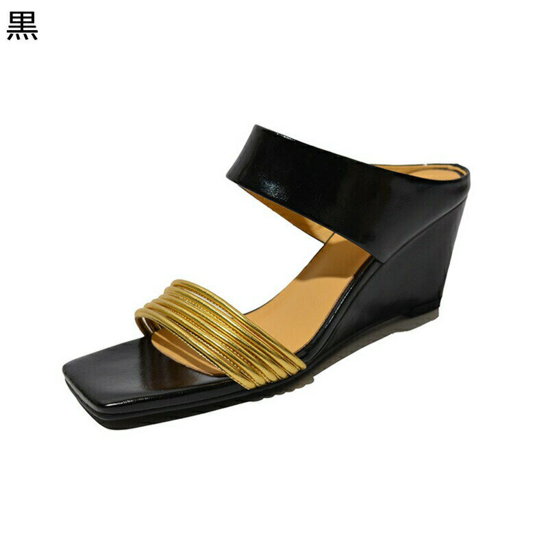 ミュールサンダル レザー 切り替え 本革 スクエアトゥ レディース スリッパ サボ ウェッジソール 厚底 ハイヒール 外出スリッパ 歩きやすい 可愛い カジュアル 普段用 女性 細見え 流行し 夏