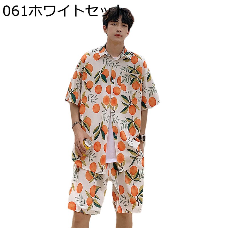 ビーチシャツ メンズ アロハシャツ 上下セット 短パン ショートパンツ 5分丈 かわいい 花柄 大きいサイズ 総柄 レトロ 涼しい 夏着 夏服 トレンド ファッ...