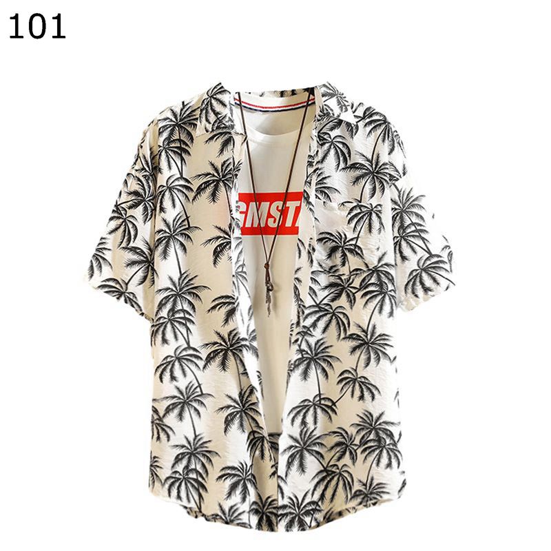 アロハシャツ メンズ カジュアルシャツ ビーチシャツ 葉柄 花柄 総柄 半袖 5分袖 ハワイシャツ おしゃれ 韓国 ファッション 夏服 春着 ..