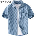 デニムシャツ チェックシャツ 綿100% メンズ 半袖 夏 カジュアルシャツ チェック柄 カッコイイ ゆったり おしゃれ ポケット付き 柔らかい 折り襟 普段着...