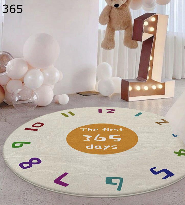 ラグ ラグカーペット カーペット ベビープレイマット ラウンドラグ 床保護 円形 北欧風 おしゃれ 柄 すべり止め付き ラグマット 滑り止め リビング 子供部屋