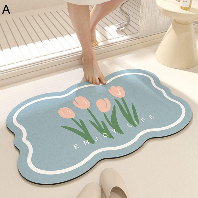 バスマット 足拭きマット 花柄 お風呂マット 吸水速乾 瞬間吸収 北欧風 INS フロアカーペット 足ふきマット 丸洗い可能 お手入れ簡単 ..