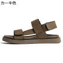 ビーチサンダル レザー サンダル メンズ 2連 厚底4cm ストラップ 本革 マジックテープ着脱式 水陸両用 男性用 夏 アウトドアサンダル カジュアル 歩きや...