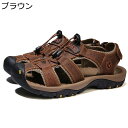 スポーツサンダル メンズ 本革 レザー つま先保護 マジックテープ サンダル 29.0cm大きいサイズ アウトドアサンダル 夏 男性 ランニング キャップ 普段...