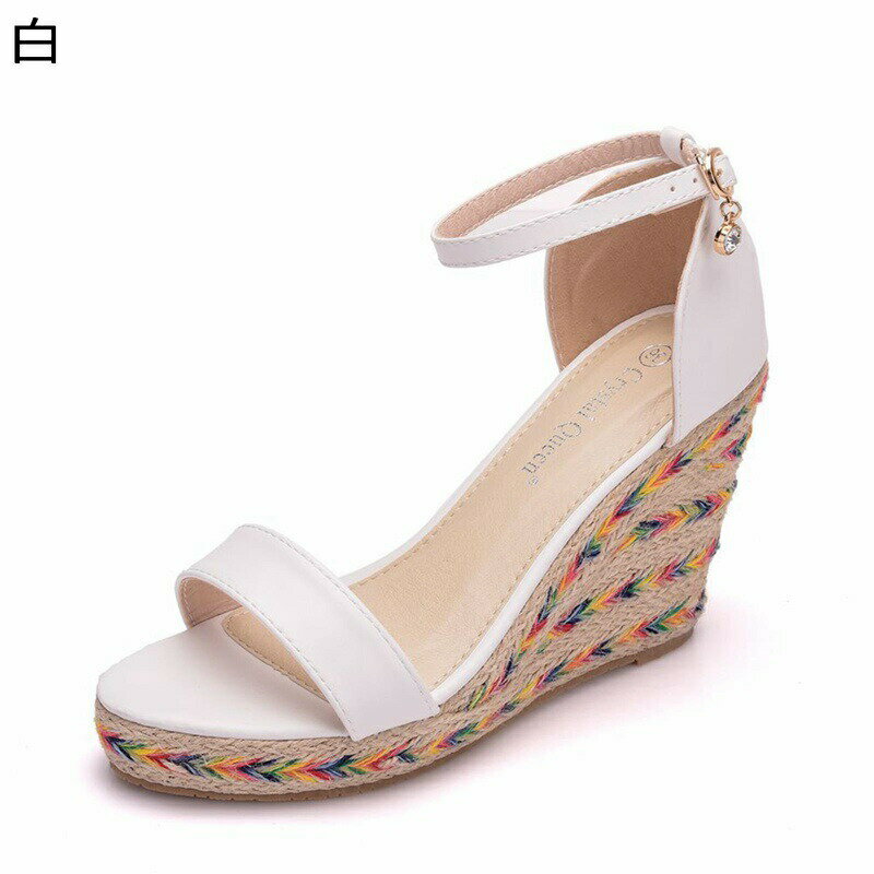 ストラップサンダル ウェッジソール レディース ジュートサンダル 厚底 ハイヒール セパレートサンダル フェミニン ウェディング 通気性 簡潔 きれいめ 夏靴 お茶会 演出 披露宴 パーティー