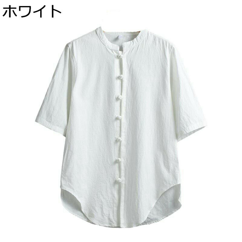 メンズ 亜麻シャツ 半袖 リンネル M-5XL レッド ネイビー ブラック ホワイト リンネル チャイナボタン 丸首 無地 純色 簡約 開襟 夏着 カジュアル 快適 柔らかい 大きいサイズ 上着 オフィス 通学