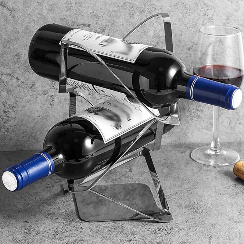 ステンレス製 ワインホルダー 2本入り ワイン棚 シンプル ワインボトルラック クリエイティブワインラック ホルダー ボトル ワイン置き お酒収納ラック おしゃれ リビングルーム ホーム バー ディスプレイ