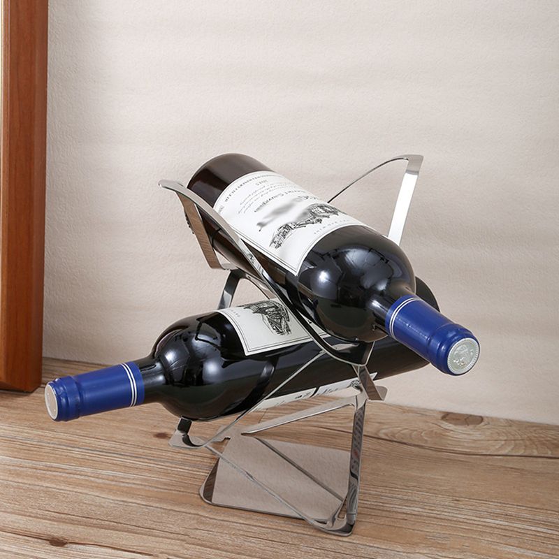 ステンレス製 ワインホルダー 2本入り ワイン棚 シンプル ワインボトルラック クリエイティブワインラック ホルダー ボトル ワイン置き お酒収納ラック おしゃれ リビングルーム ホーム バー ディスプレイ