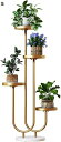 フラワースタンド ガーデニングスタンド メタルガーデンスタンド 植木鉢スタンド 木製 盆栽スタンド 多肉植物 観葉植物 多層フラワースタンド フラワートレイ4つ...