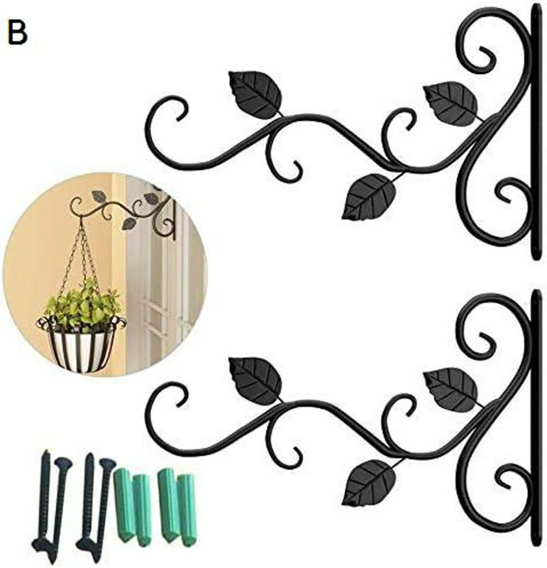 アイアンブラケット フック 4個セット ハンギング 植物フック アンティーク ブラック プラントハンガー..