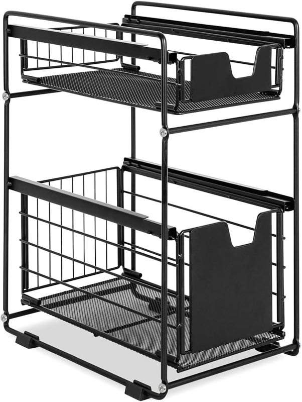 シンク下収納ラック キッチン 収納棚 スライド式 引き出し 2段 幅22cm 洗面台下収納ラック 隙間収納 小..