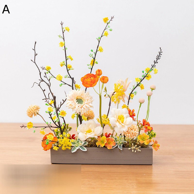 造花セット バラ 椿 牡丹 菊 キク 造花インテリア 木質 枯れない花 装飾花 アートフラワー 観葉植物 リアル 本物そっくり 枯れない ミニ花器 北欧風 ins おしゃれ プレゼント 飾り用 お見舞い