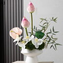 造花 花束 造花グリーン 荷 ハス 装飾花 フェイク花 本物そっくり アートフラワー フラワーアレンジメント 枯れないグリーン おしゃれ モダン 北欧 ガーデン飾り 装飾置物 贈り物 写真撮影
