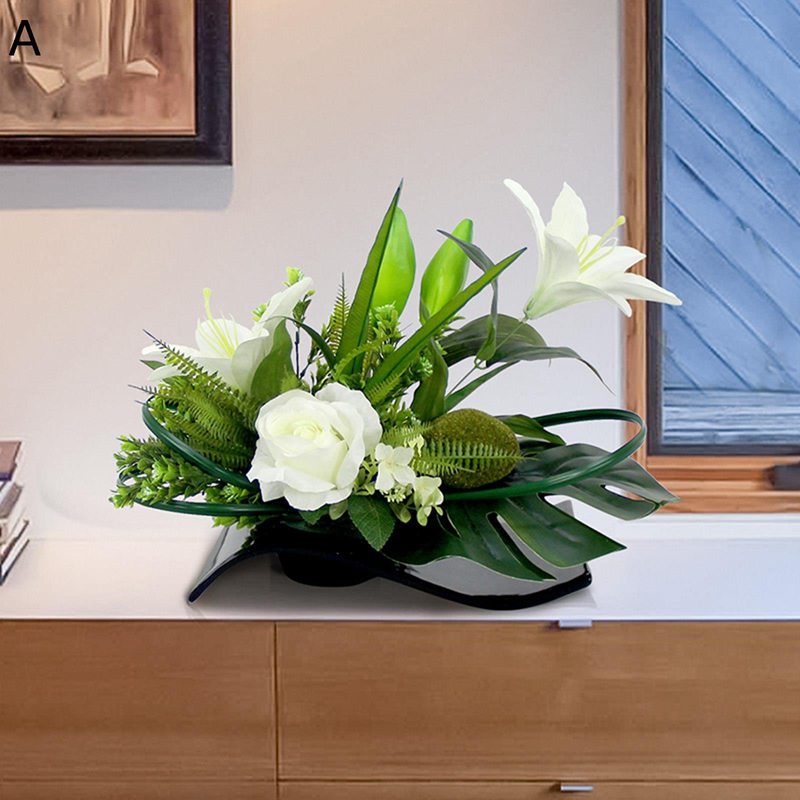 造花 枯れない花 ユリ バラ 造花インテリア 観葉植物 装飾花 卓上置き リアル ホームガーデン 本物そっくり 花瓶付き 簡単世話いらず 北欧 アート ins 部屋 玄関 お見舞い インテリア 屋内/屋外装飾
