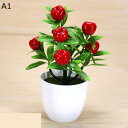 フェイクグリーン リアル 果物 りんご みかん ザクロ レモン 桃 インテリアグリーン 人工葉っぱ 鉢植え ミニ 本物そっくり 人工植物装飾 観葉樹 観葉植物 ...