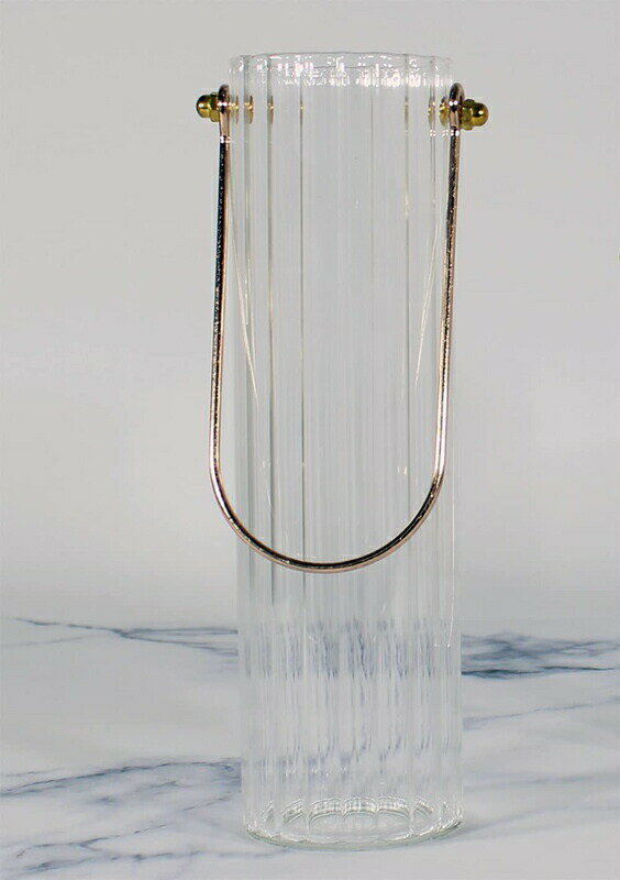 フラワーベース ゴールドハンドル L22cm 壁掛け可能 ガラス花瓶