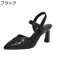 6.5cmヒール サンダル レディース ポインテッドトゥ クローズドトゥ アンクルストラップ 透かし彫り 花飾り ピンヒール 牛革 ファスナー 春夏 婦人靴 滑...