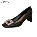 レディース ハイヒール パンプス 素足 美脚 スクエアトゥ おしゃれ エナメル ラインストーン ビット付き 5.5cmヒール カジュアル ビジネス 通気性 通勤 卒業式 文化祭