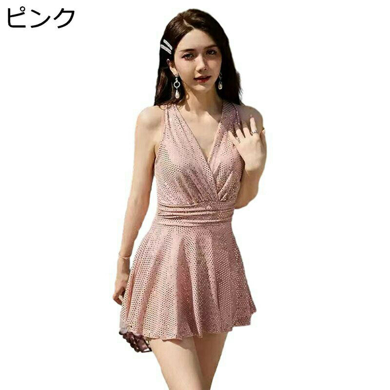 レディース水着 ワンピース 体型カバー ビーチウェア オールインワン スイムドレス 大人可愛い 背中クロス セクシー 肌守り ワイヤー ワンピ水着 着痩せ 海水浴 温泉 水泳 韓国風 トレンド